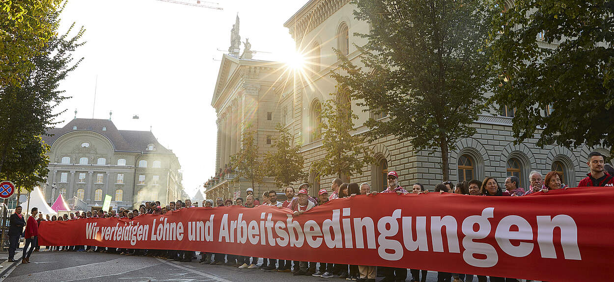 Foto von einer gewerkschaftlichen Aktion